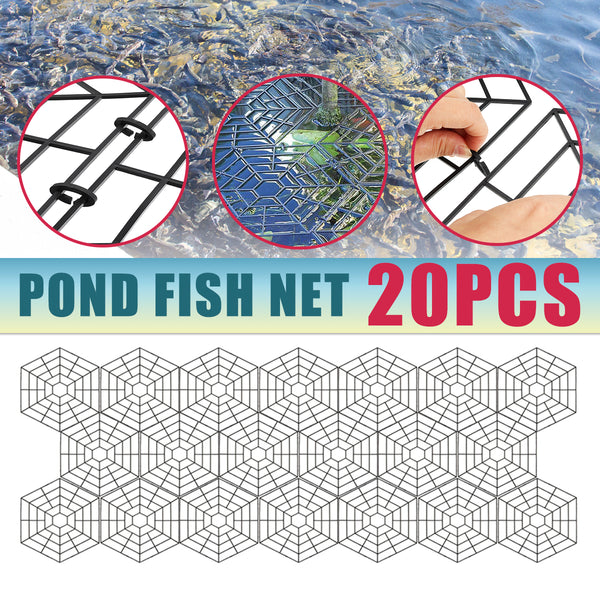 20Pcs/Set Fish Pond Guard Protector Grids Pond Fish Net w/ 40Pcs/Set Buckles for Fishing