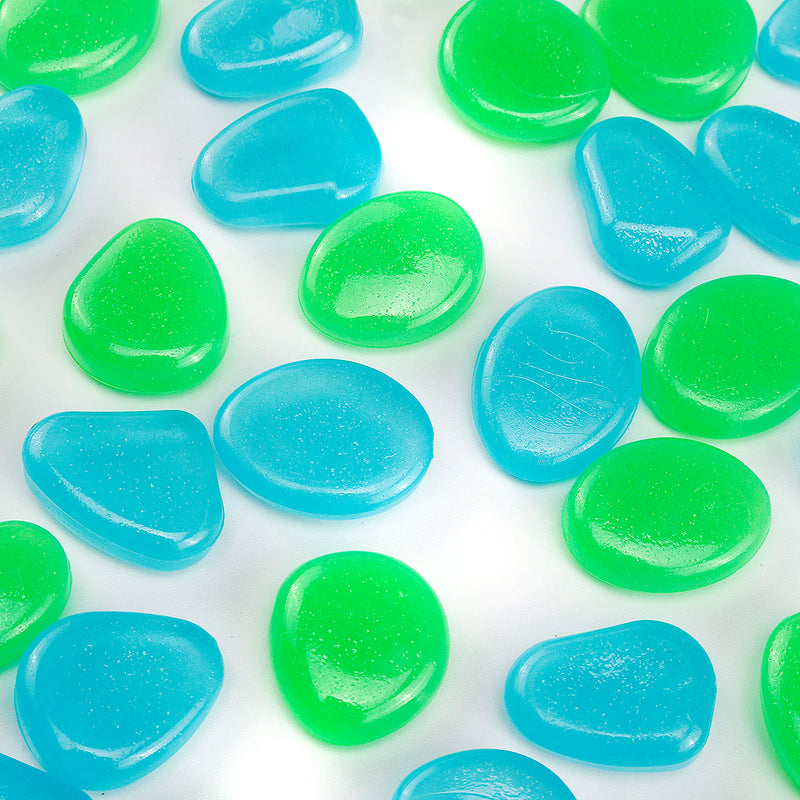 300Pcs Luminous Artificial Pebbles Stone Aquarium Fish Tank Garden Outdoor Decorations