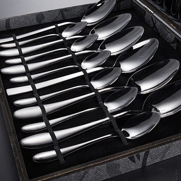 KCASA Stainless Steel Black Gold Flatware Dinnerware Cutlery Fork Knife & Spoons Tableware Set