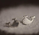 Silver Sweet Little Whale Ear Stud Earrings For Women
