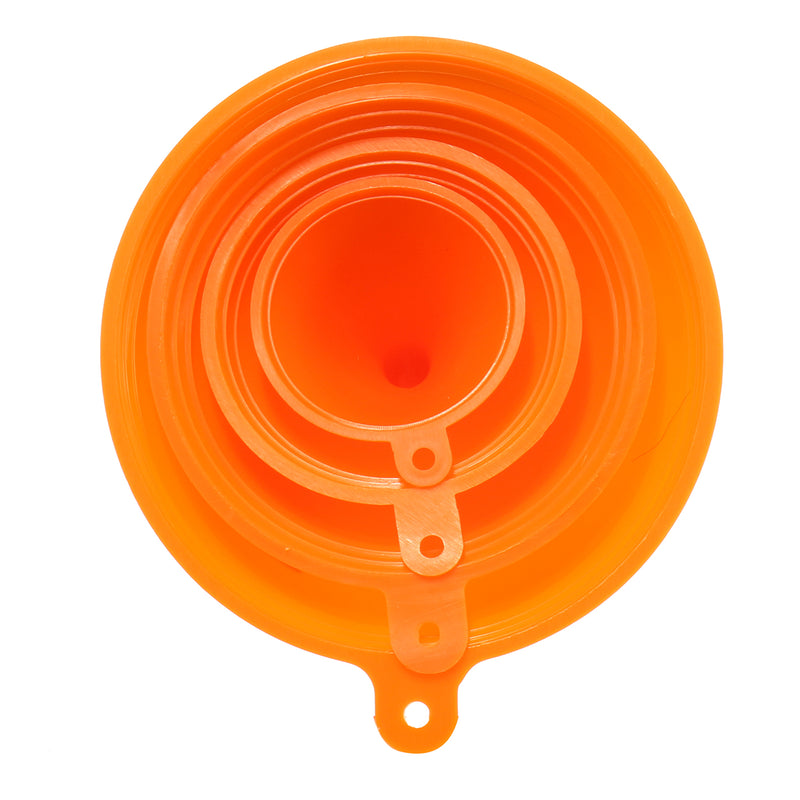 4pcs Sizes Orange Funnel Motorcycle Fuel Petrol Water Oil Tools Lab Home Kitchen 52/74/96/117mm