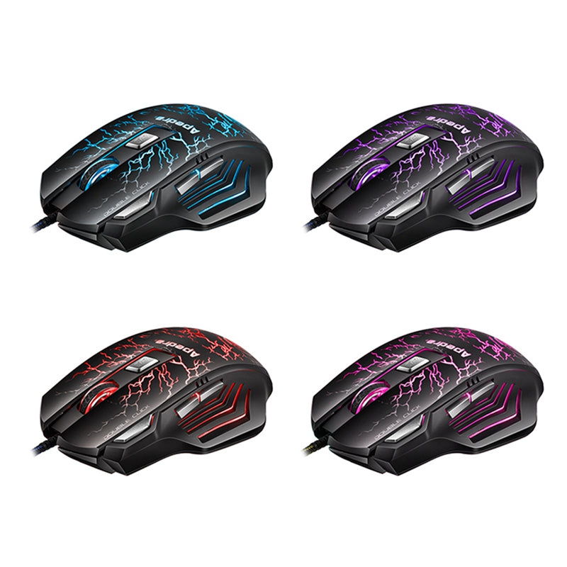 APEDRA A7 3200DPI 7 Buttons USB Wired RGB Backlit Gaming Mouse for PC