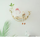 Nordic Art Wall Display Shelf Metal Iron Shelves Wall-mounted Wood Bookshelf Storage Rack Home Room Decorations