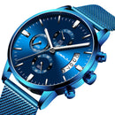 CRRJU 2273 Men Fashion Blue Dial Full Mesh Steel Strap Sport Clock Waterproof Quartz Watch