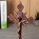 Antique Red Copper INRI Catholic Altar Standing Religious Crucifix With Base 10 inch Decorations