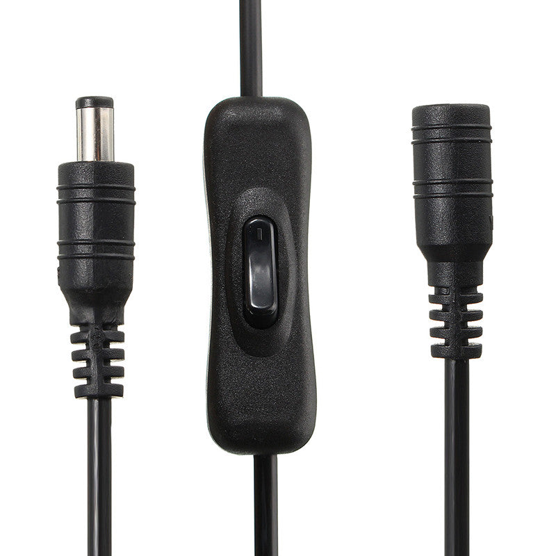 LUSTREON 5.5X2.1mm DC Power Plug Connector Switch Cable for 5050 3528 LED Strip Light 30cm