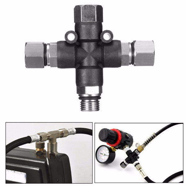3 Way 1/8 Inch Airbrush Air Hose Manifold Adaptor Splitter Tattoo Spray Connector