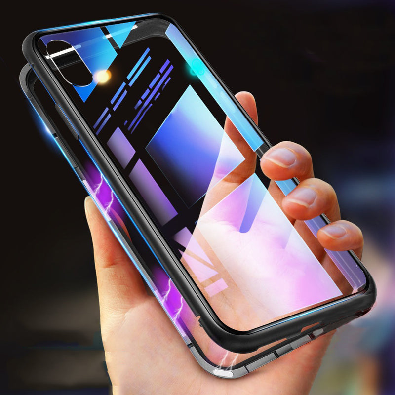 Bakeey 360 Magnetic Adsorption Metal Tempered Glass Flip Protective Case for Xiaomi Redmi 7A 5.45 inch