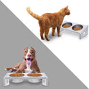 Raise Pet Bowls Cat Pet Food Water Bowl Stand Feeder w/ 2 Stainless Steel Bowls and Anti Slip Feet for Small Medium Cats and Dogs