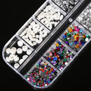 12 Grid Nail Art Acrylic 3D Rhinestone Glitters Beads Studs DIY Tips Decoration
