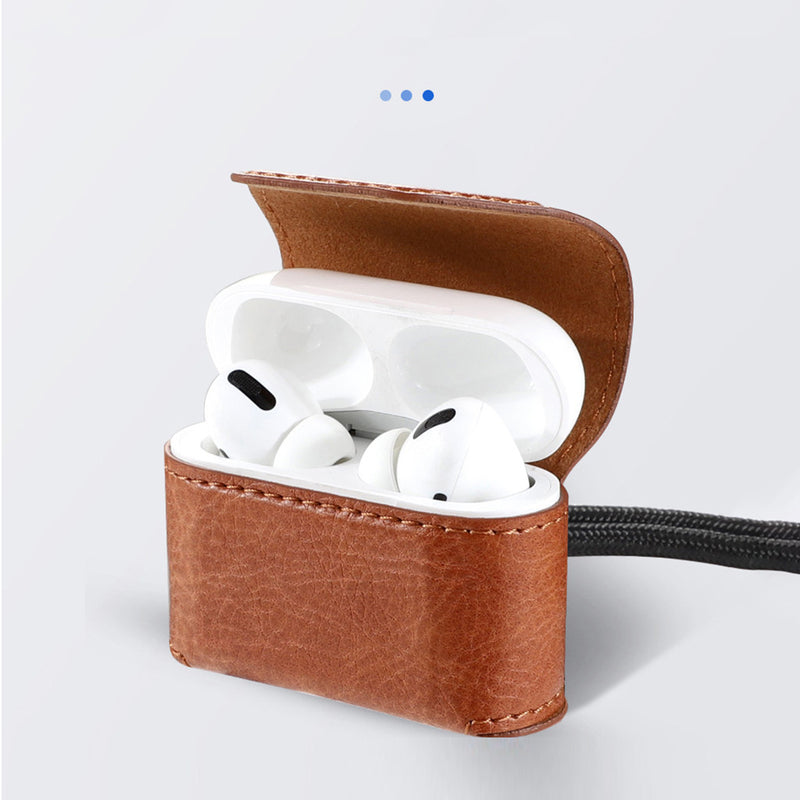 Bakeey Luxury Portable Magnetic PU Leather Wireless bluetooth Earphone Storage Case with Lanyard for Apple Airpods 3 Airpods Pro 2019