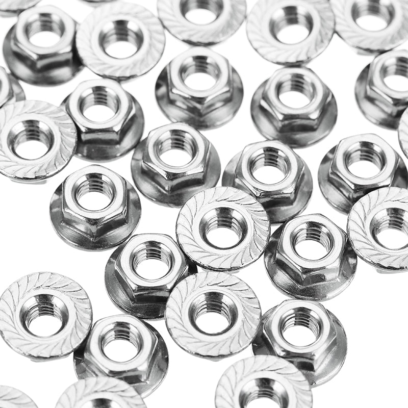 Suleve M4SN3 50Pcs M4 304 Stainless Steel Hex Serrated Flange Lock Nuts