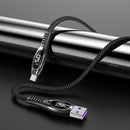 USAMS U36 5A LED Display Real-Time Current Nylon Braided USB Type C Cable Fast Charge 1.2M Data Cable for Samsung Galaxy Xiaomi Huawei Mobile Phone