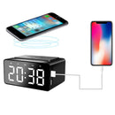 AEC BT508 Wireless Bluetooth Speaker Wireless Charger, USB Charging for Phone Portable Double Alarm Clock FM Radio Subwoofer, Three-range Brightness Adjustment