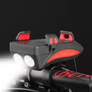 XANES 3 In 1 130db Horn Bike Front Light 4"-6.3" Phone Holder 2000mAh USB Rechargeable Waterproof Handlebar Light