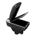 Black Leather Black Line Double Layer Armrest Car Storage Box For Mitsubishi 2014-2018