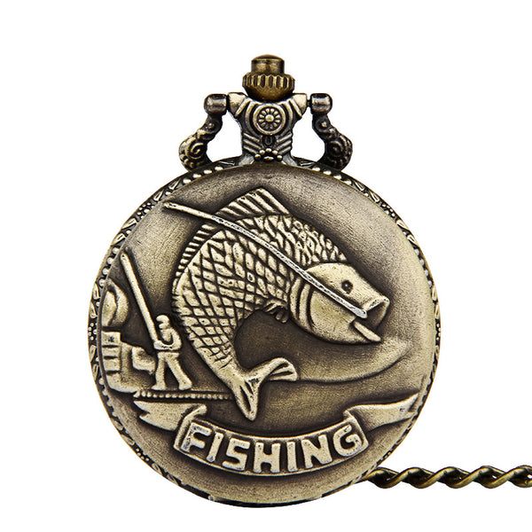 DEFFRUN Big Carp Fishing Quartz Watch Pocket Watch