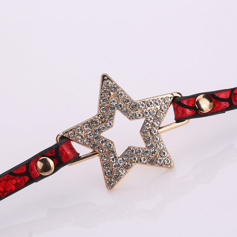 DUOYA 328 Five Pointed Star Retro Style Women Bracelet Watch Leather Band Quartz Watch