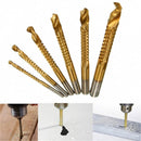 Drillpro 6Pcs Titanium Coated Twist Drill Bits Wood Metal Plastic Cutting Saw Drill Bit Set