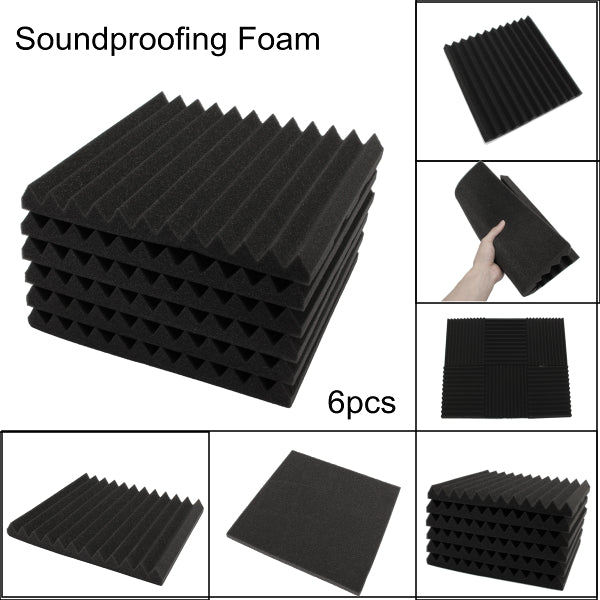 6Pcs 30x30x3cm Soundproofing Sound-Absorbing Noise Foam Tiles