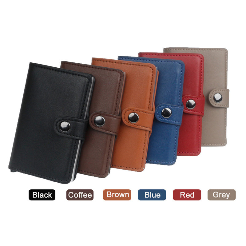 RFID Portable Anti-degassing Business Card Holder Simple Wallet Leather Name Card Case ID Credit Card Storage Box
