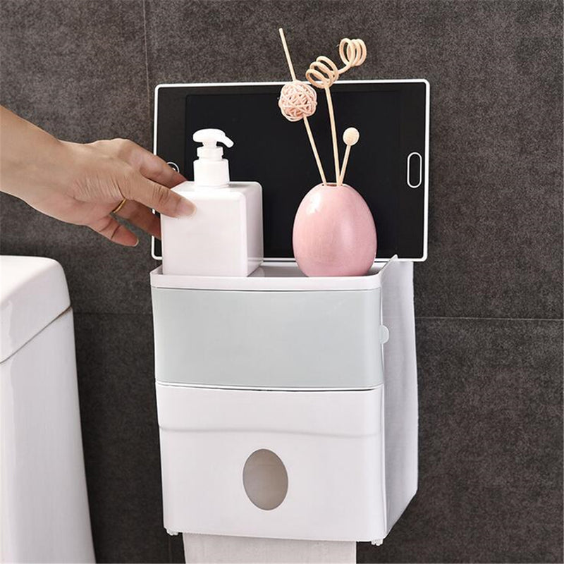 Wall Mounted Toilet Paper Roll Holder Bathroom Tissue Box Waterproof Dispenser