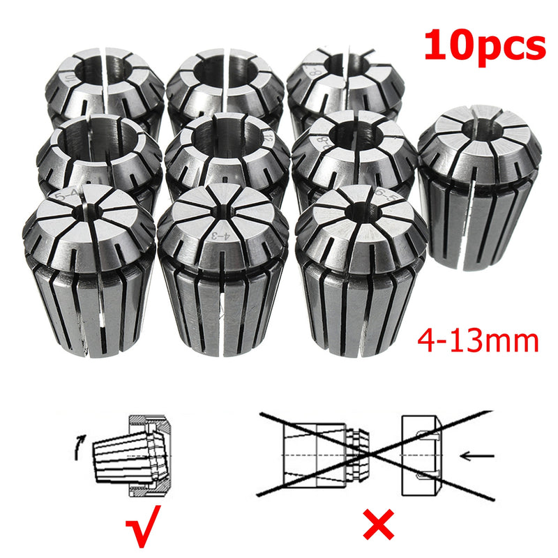 10pcs ER20 4-13mm Spring Collet Chuck Set For CNC Milling Machine Engraving Lathe Tool
