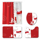 Honana 4PCS Bathroom Waterproof Shower Curtain Bathroom Lid Toilet Cover Pedestal Rug Bath Mat