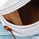 3L Women Straw Bag Beach Rattan Woven Round Shoulder Bag Crossbody Handbag Tote Outdoor Travel