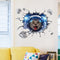 Miico Creative 3D Space Astronaut Cat Broken Wall PVC Removable Home Room Decor Sticker