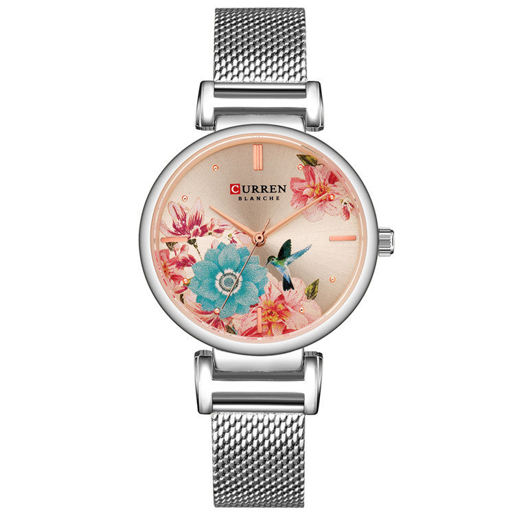 CURREN 9053 Ultrathin Casual Style Women Wristwatch Mesh Steel Band Quartz Watch