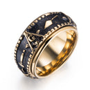 Ethnic Masonic Pattern Stainless Steel Finger Rings Vintage Rotatable Ring Fashion Jewerly For Men