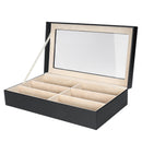 PU Leather 6 Grid Sunglasses Glasses Storage Display Case Box Organizer