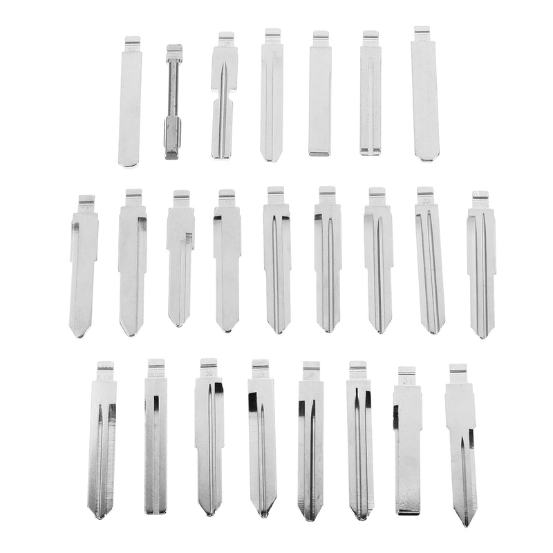 24Pcs Metal Blank Uncut Flip Remote Key Blade Lock Picks Tools