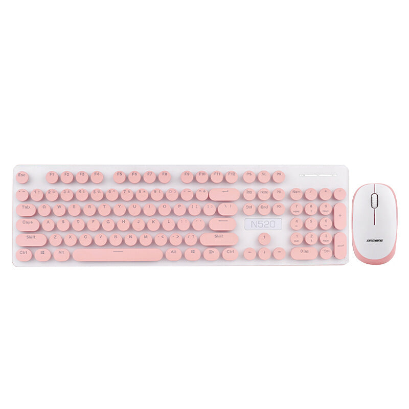 XINMENGN520 2.4GHz Wireless Retro Keyboard and Mouse Combo Set for School Office Use