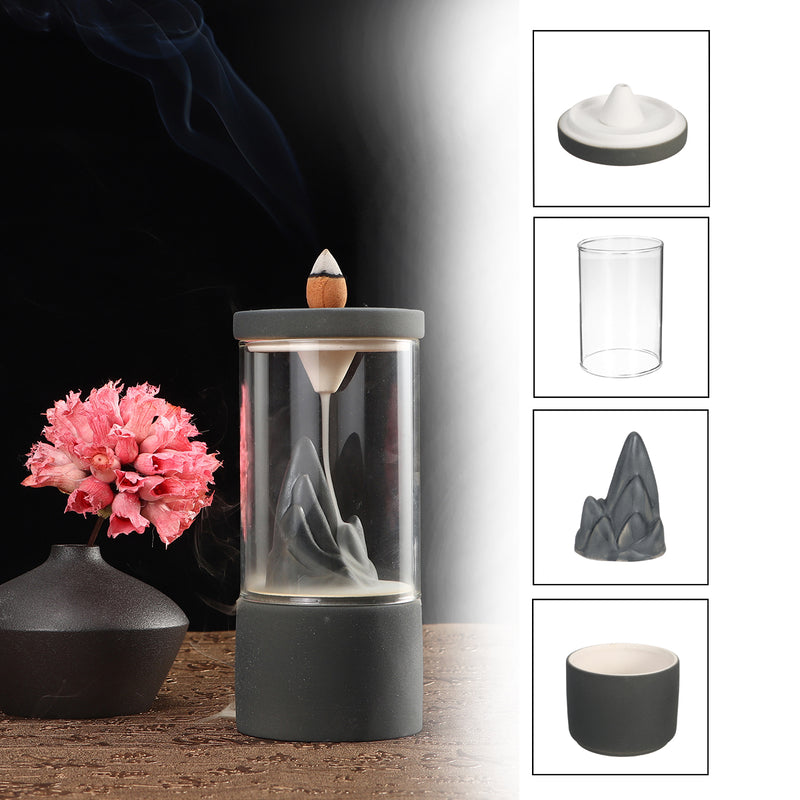 Backflow Incense Burner Censer Ceramic Glass Cup Dragon Home Decor