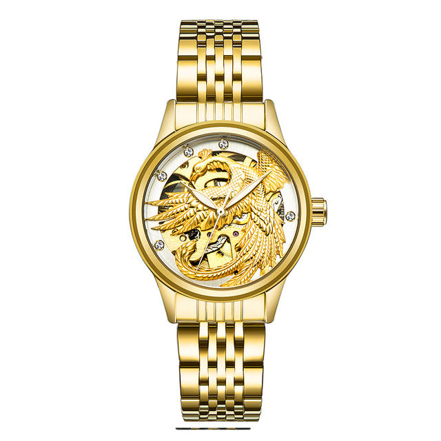 TEVISE 9006 3D Phoenix Dial Display Automatic Mechanical Watch Full Steel Waterproof Unisex Watch