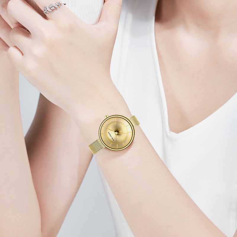 MINI FOCUS MF0331L Simple Cat Eyes Dial Full Steel Women Quartz Watch