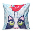 45x45cm Bird Flax Square Pillow Case Cushion Cover Sofa Throw Home Bedroom Decor