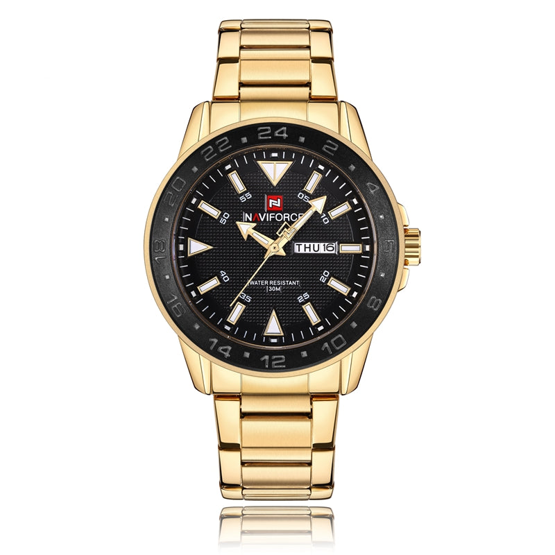 NAVIFORCE 9109 Calendar Men Wrist Watch Business Style Stainless Steel Quartz Watch