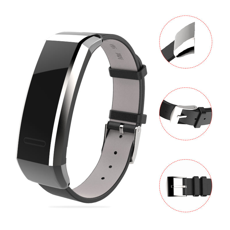 Mijobs Leather Watch Strap Replacement Watch Band for Huawei Band 2 Pro B29 B19