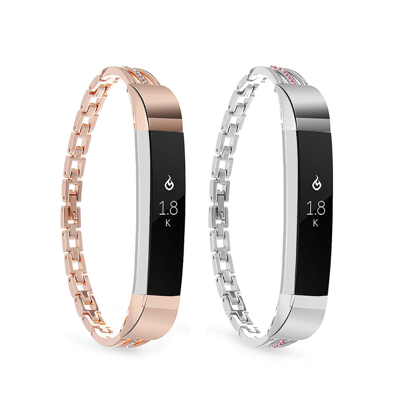 Stainless Steel Jewelry Watch Wristband Release Replacement For Fitbit Alta/HR