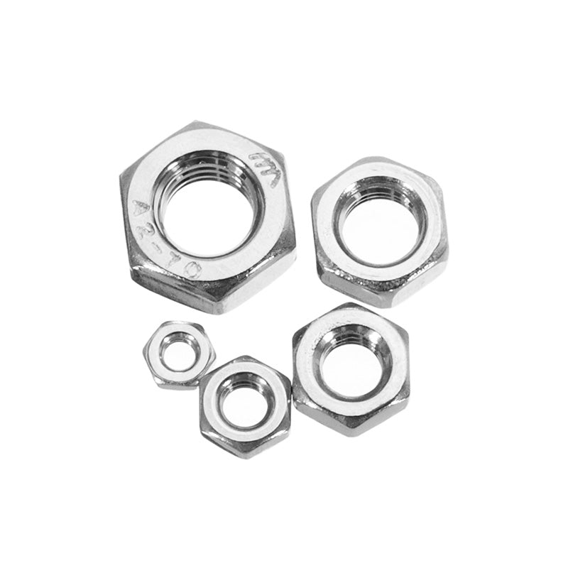 Suleve MXSN1 50Pcs Stainless Steel Metric Coarse Pitch Screw Thread Hexagon Nuts M2 M3 M4 M5 M6