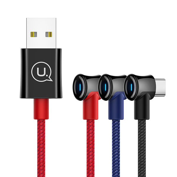 USAMS 2A Type-C LED Indicator Fast Charging Data Cable For Huawei P30 Xiaomi Mi9 S10+ Note10