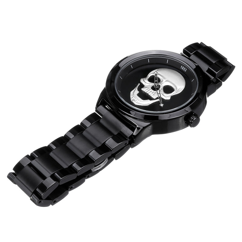 LIGE LG9876 Special Skull Pattern Three-needle Stainless Steel Quartz Watch Men Watch