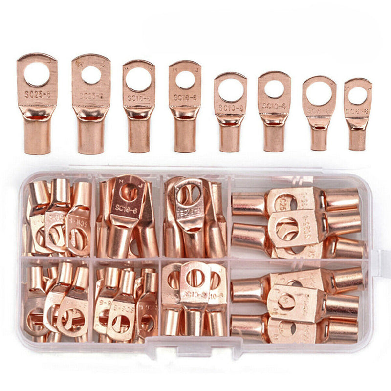 260 PCS SC6-SC25 Copper Ring Lug Terminal Mixed Shrink Tubing Cover With Box