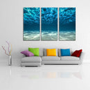 Miico Hand Painted Three Combination Decorative Paintings Light Blue Seawater Wall Art For Home Decoration