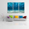 Miico Hand Painted Three Combination Decorative Paintings Light Blue Seawater Wall Art For Home Decoration