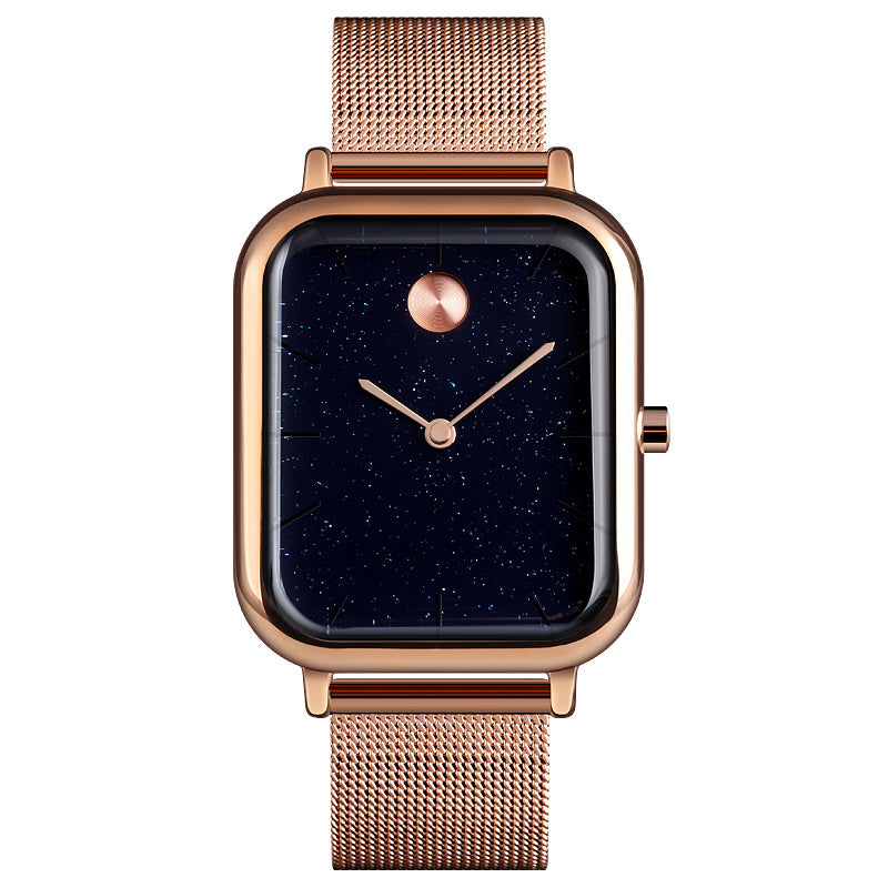 SKMEI 9187 Starry Sky Design Casual Style Waterproof Milanese Men Wristwatch Quartz Watch