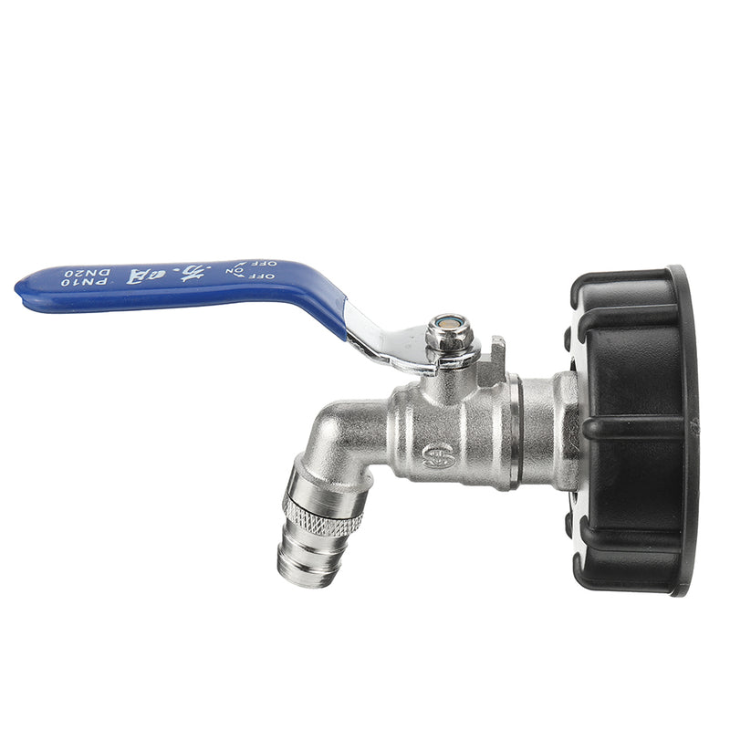 S60x6 2'' Brass IBC Tank Drain Adapter to 3/4'' Brass Garden Tap Hose Barb Coupler Coarse Thread Outlet Tap Connector Valve Fitting Parts for Home Garden